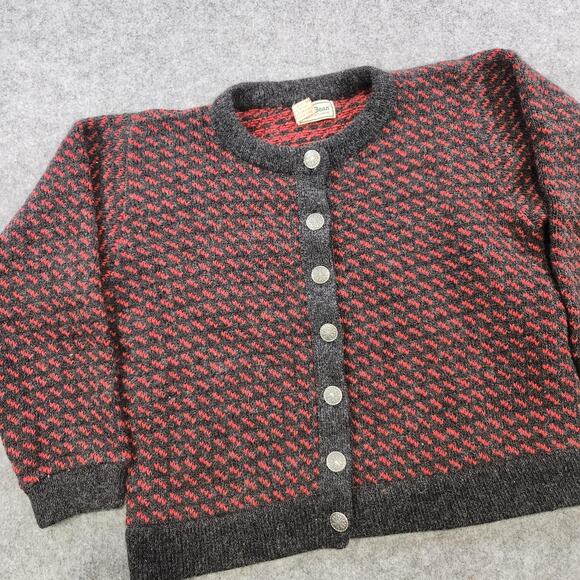 Vintage LL Bean Sweater Womens Medium Birdseye Wool Knit Cardigan Norway 90s - Picture 2 of 14